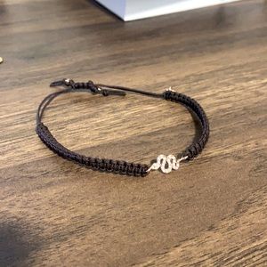 Stella Dot brown cord snake rhinestone bracelet